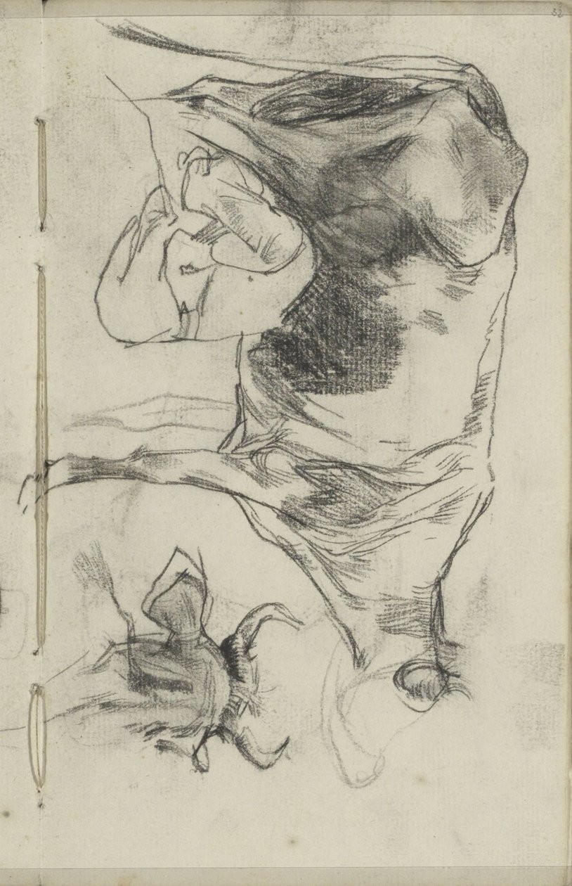 Contadino che munge e testa di mucca da George Hendrik Breitner