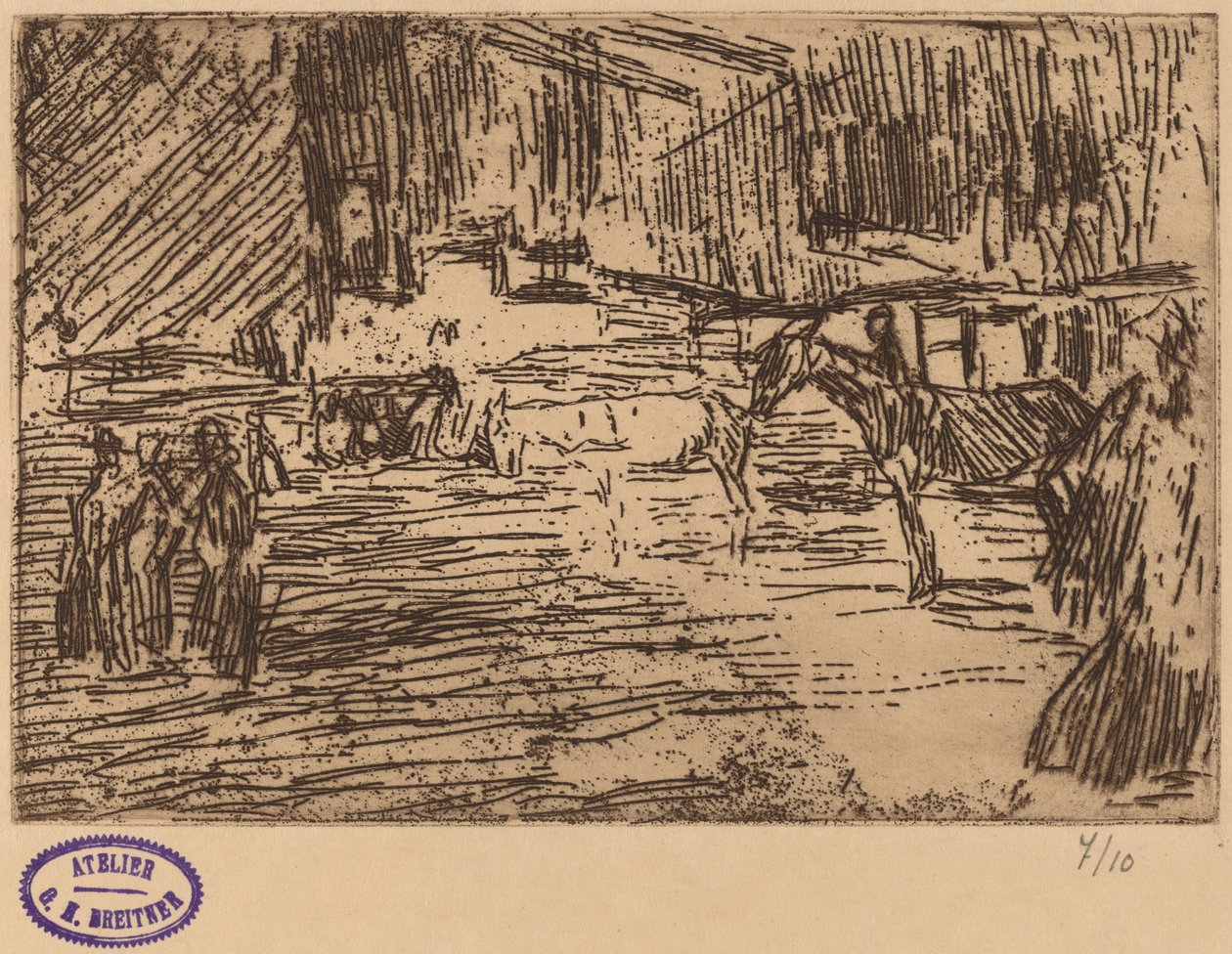 Scena con cavalli in piedi nel ruscello da George Hendrik Breitner