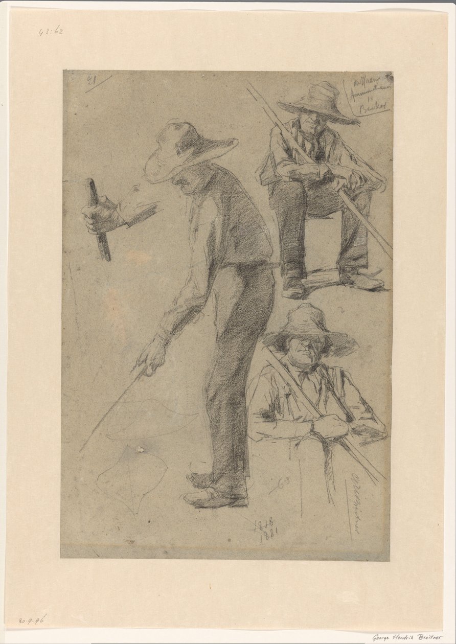Foglio di schizzi con studi di un giardiniere da George Hendrik Breitner