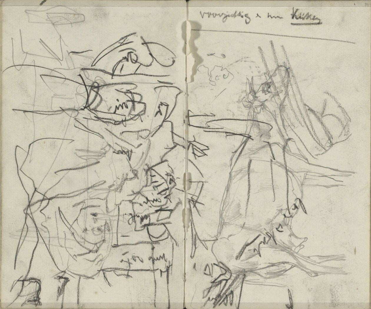 Foglio di studio con figure e una mucca da George Hendrik Breitner