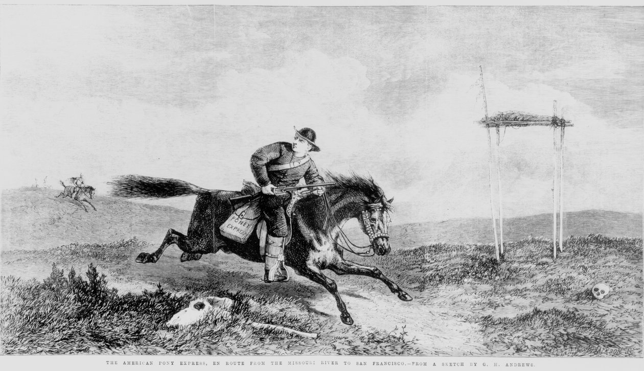 Il Pony Express americano, in rotta dal fiume Missouri a San Francisco da George Henry Andrews