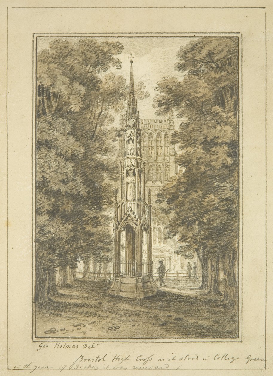 Bristol High Cross come si trovava in College Green nel 1763 da George Holmes
