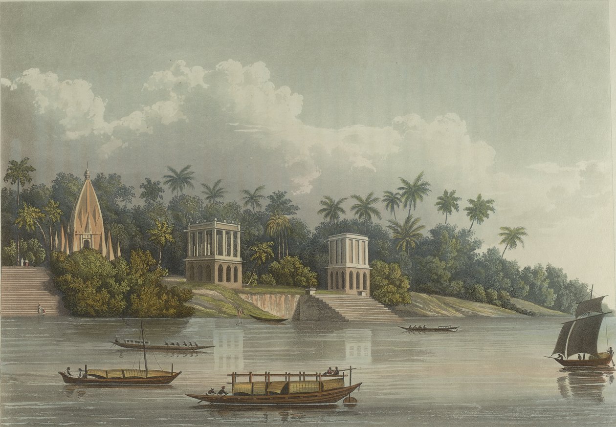 Pagode indù sotto Barrackpore sul Gange da George Hunt