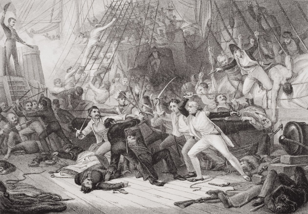 Nelson che sale a bordo del San Josef alla Battaglia di St. Vincent, 14 febbraio 1797, da 