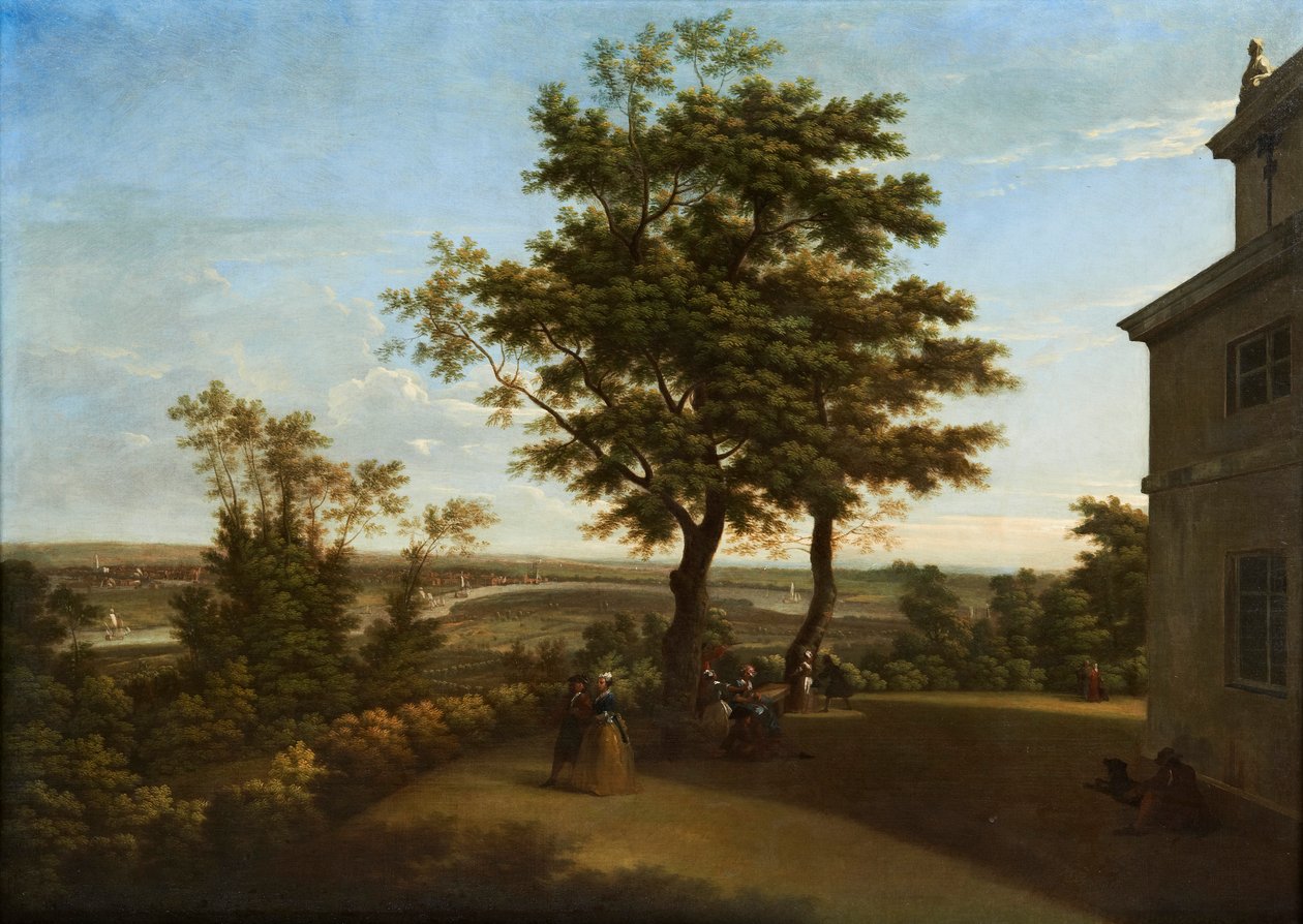 Westcombe House, vista dalla terrazza, con Londra in lontananza da George Lambert