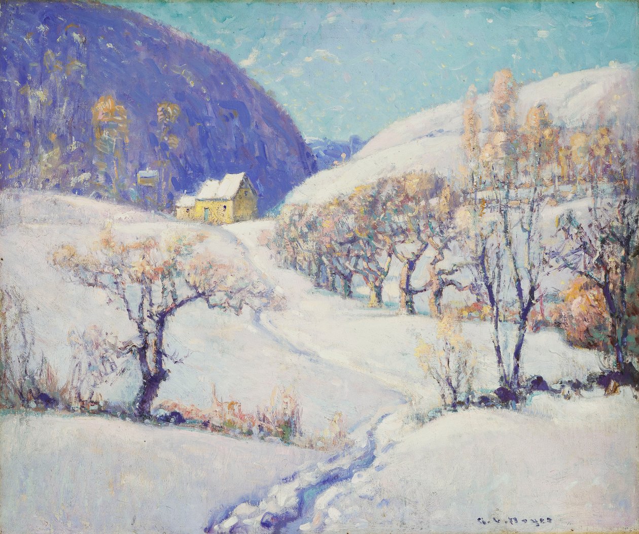 Inverno nella valle (olio su tela) da George Loftus Noyes