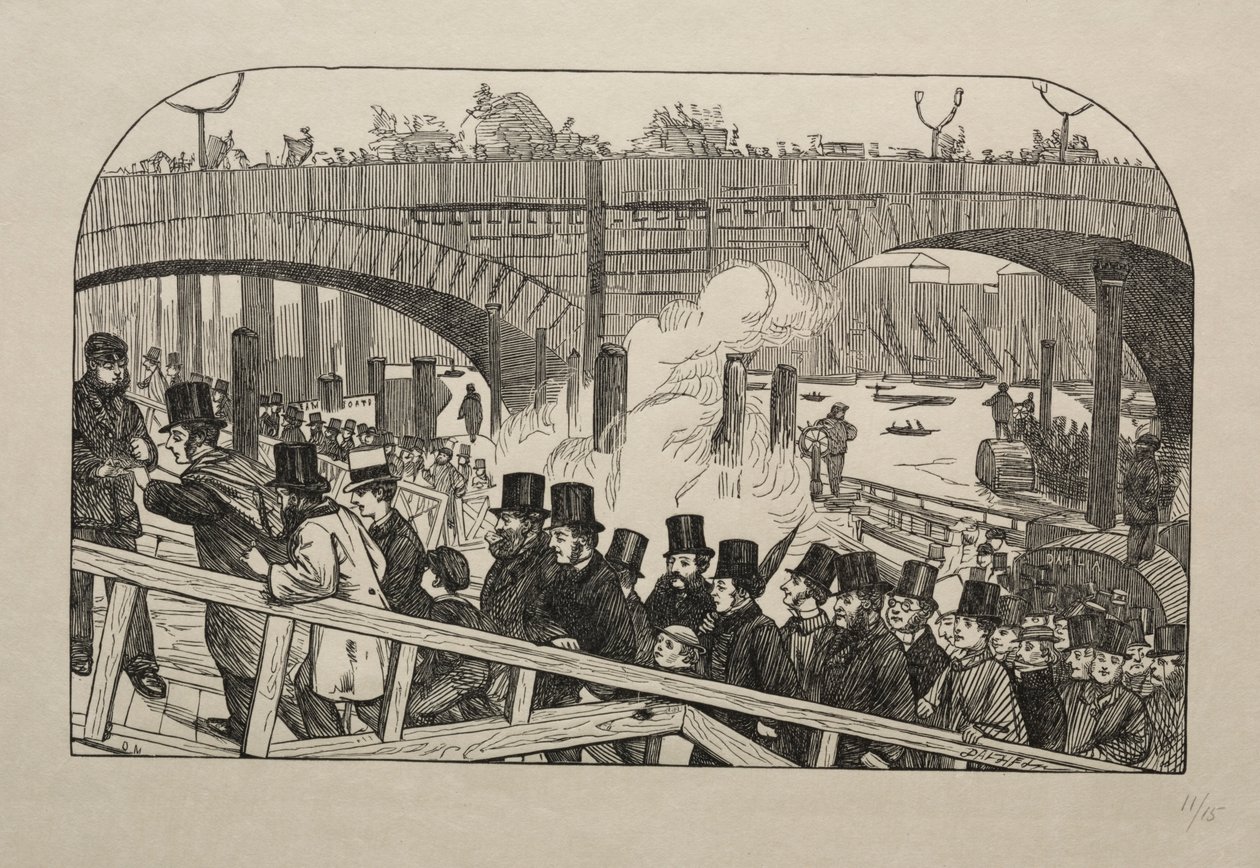 Il Flusso Vivente al Ponte di Londra - Sotto il Ponte, 1863 da George Louis Palmella Busson Du Maurier