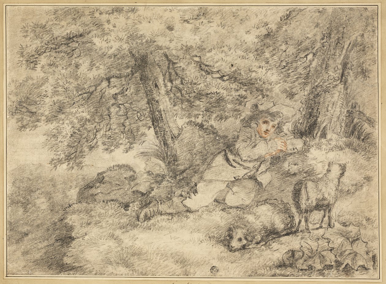 Pastorello con agnelli nel bosco da George Morland
