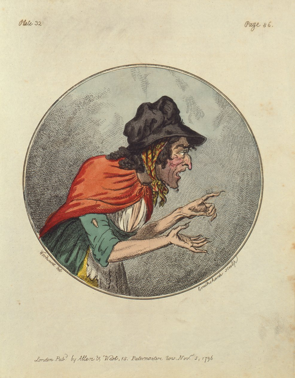 Caricatura di una Vecchia, incisa da Isaac Cruikshank da George Moutard Woodward
