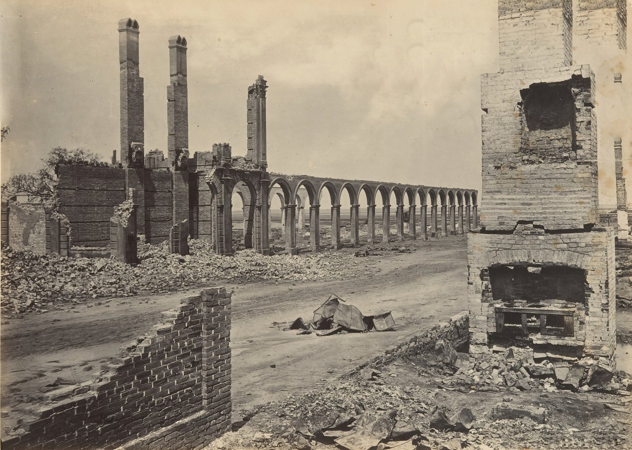 Rovine della stazione ferroviaria, Charleston, Carolina del Sud, 1860s da George N. Barnard