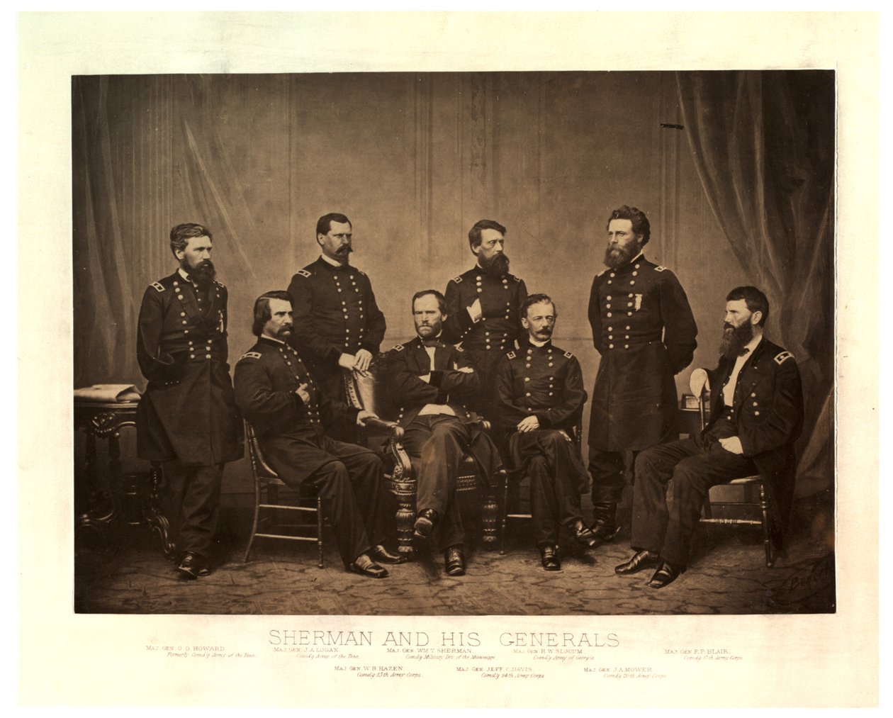 Sherman e i suoi generali [Blair aggiunto da un altro negativo prima della stampa], 1865 da George N. Barnard