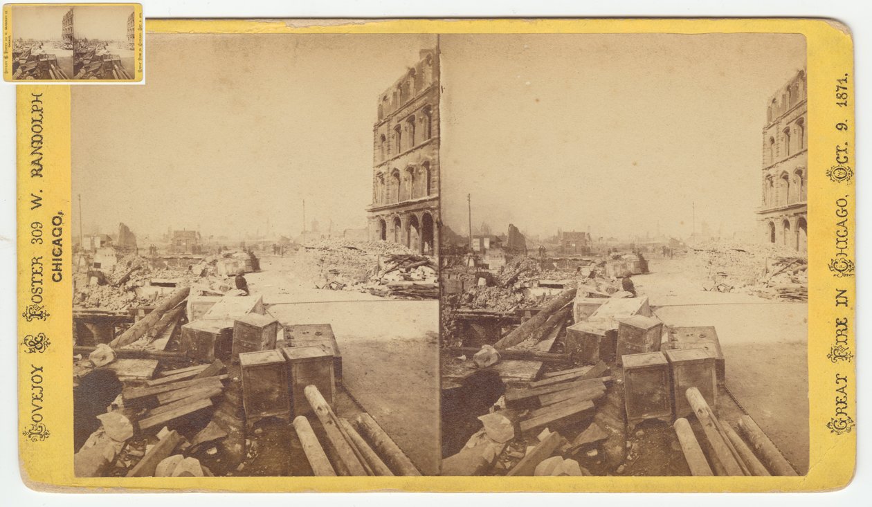 Stereografia delle casseforti prese dalle rovine su Dearborn Street dopo l