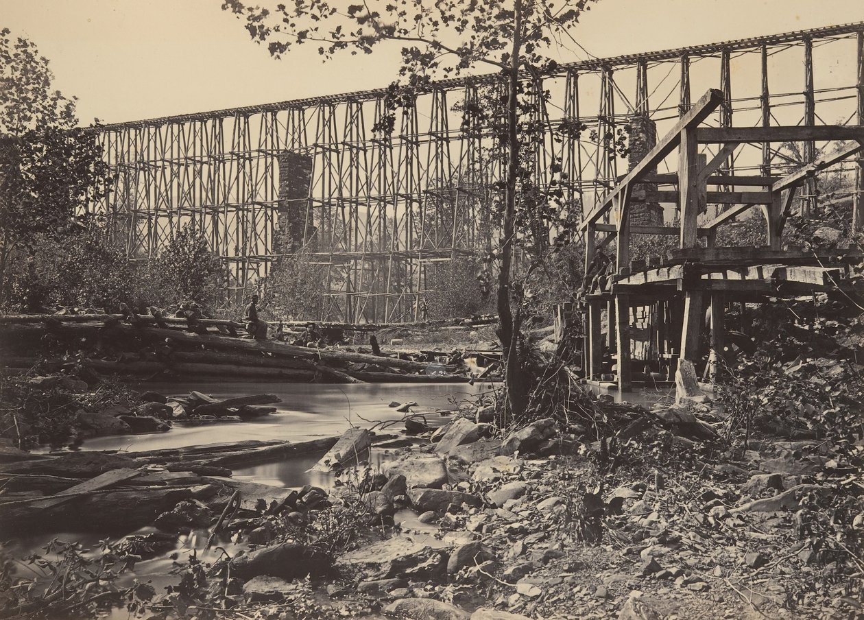 Ponte a cavalletto a Whiteside, 1860s da George N. Barnard
