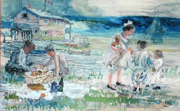 Picnic sulla Spiaggia da George Overbury Hart