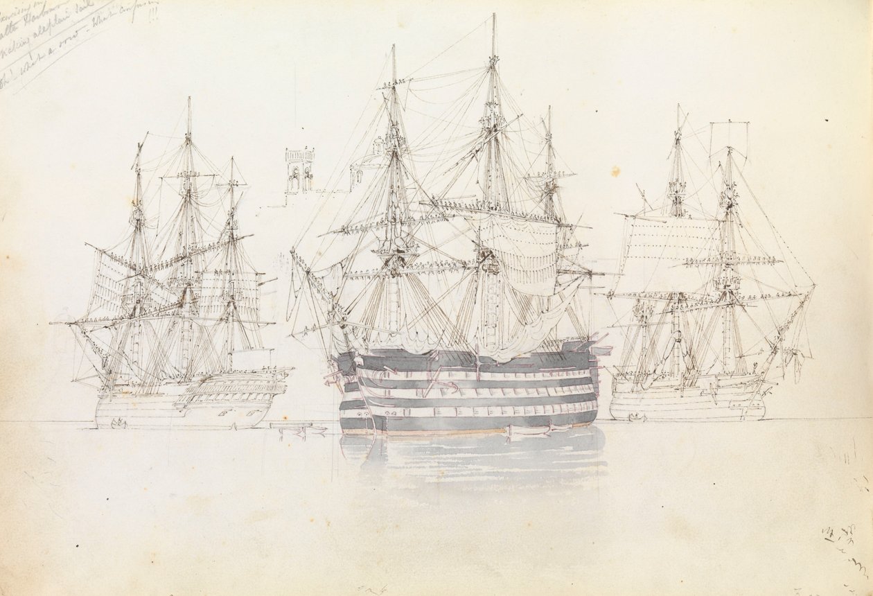Esercizio di vela nel porto di Malta da George Pechell Mends