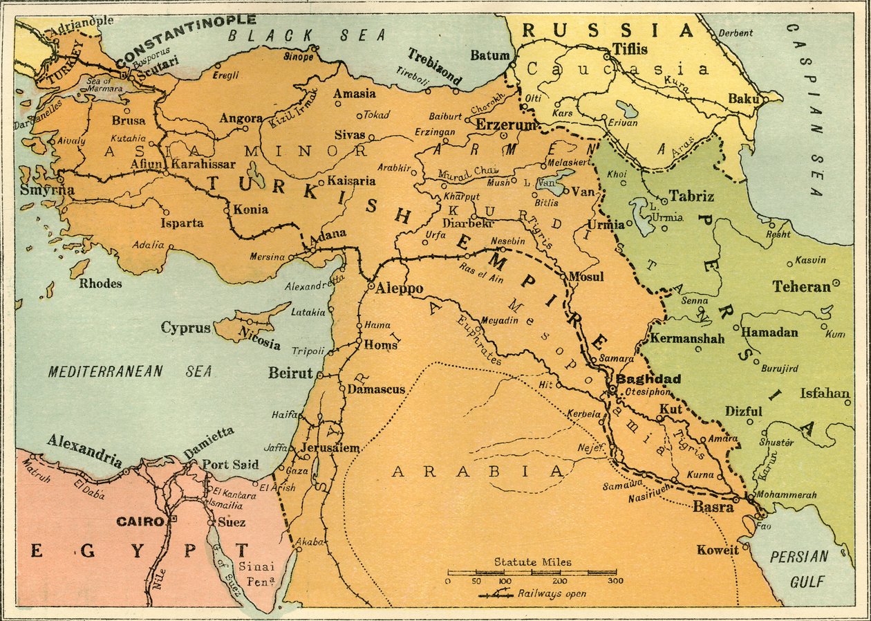 Mappa per illustrare la spedizione mesopotamica, 1919 da George Philip and Son Ltd