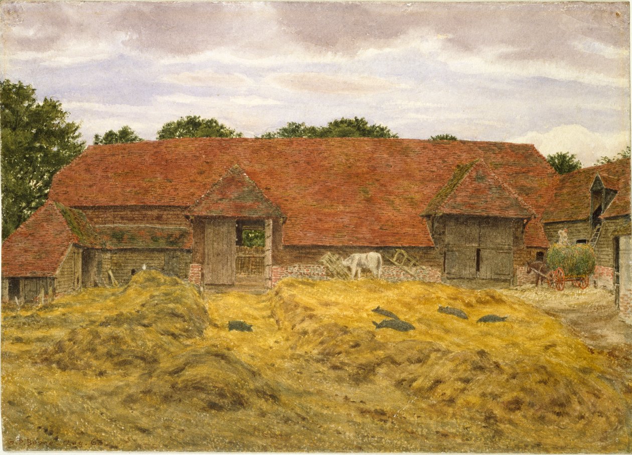 Fienile rosso a Whitchurch, 1868 da George Price Boyce