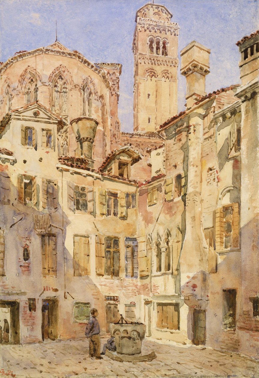 La Chiesa dei Frari, Venezia, dal Campiello San Rocco, 1854 da George Price Boyce