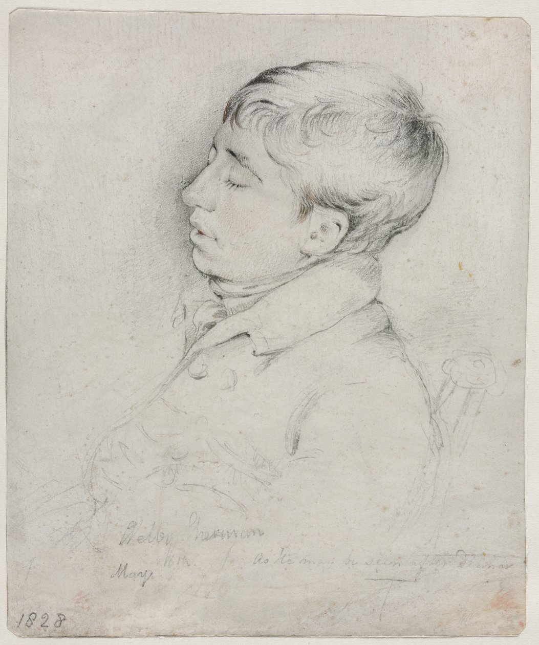Ritratto di Welby Sherman addormentato su una sedia, 1828 da George Richmond