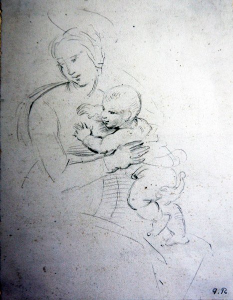Una madre e il suo bambino - studio per gli Antichi da George Richmond