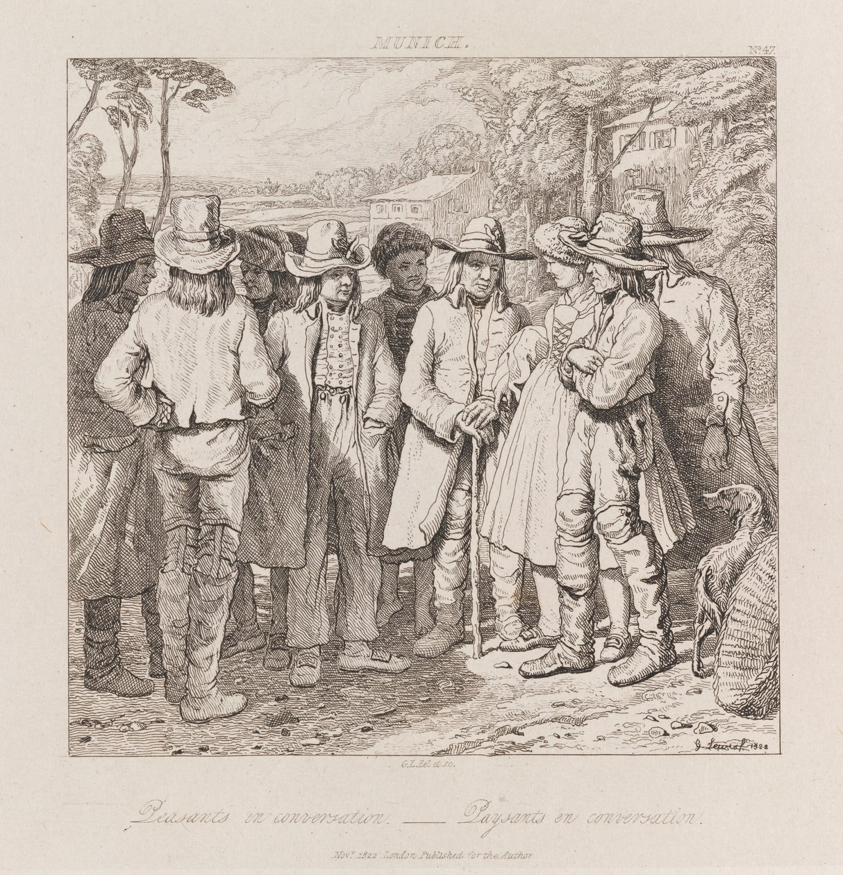 Contadini che conversano, Monaco, c.1821 da George Robert Lewis