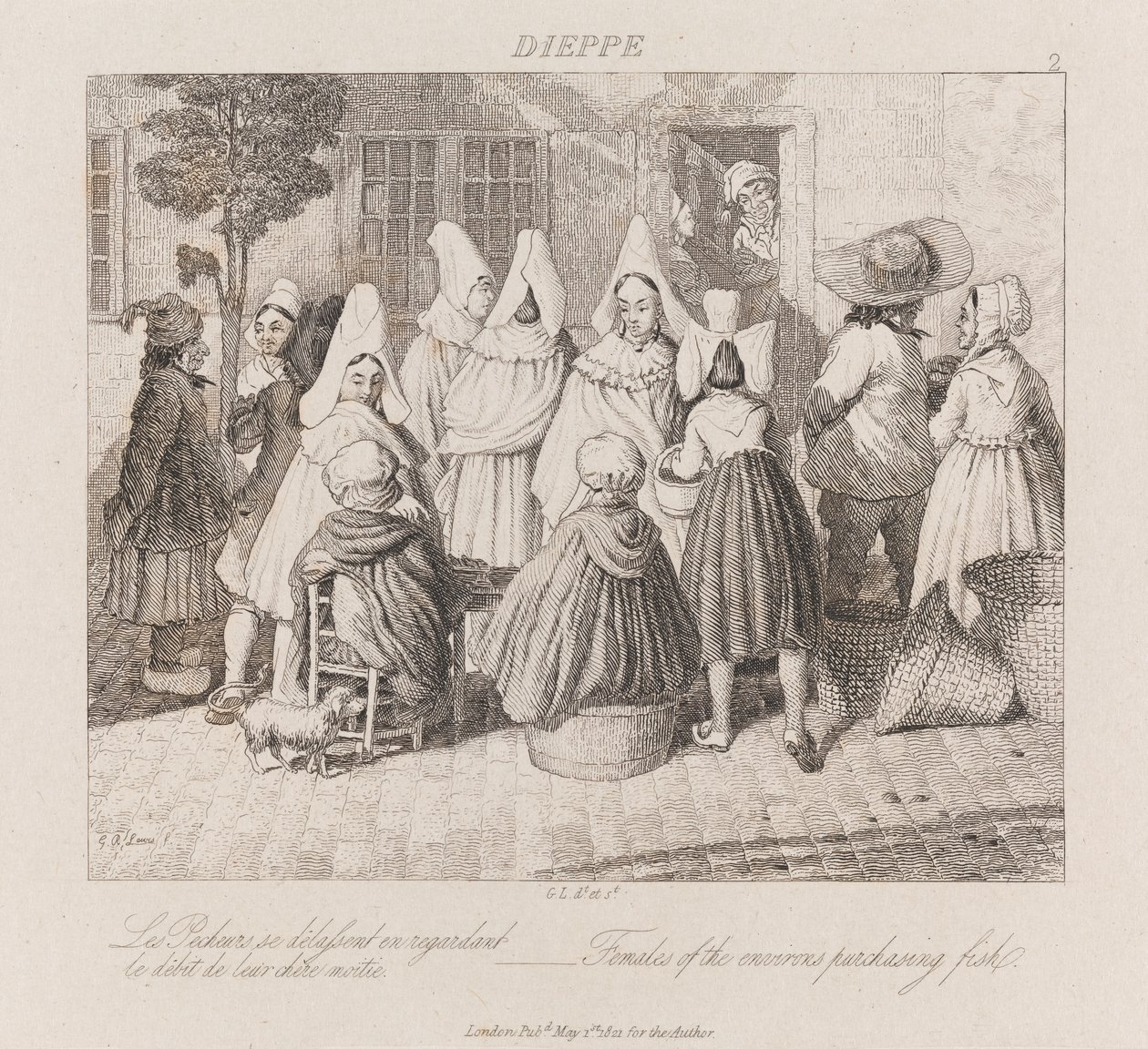 Donne che acquistano pesce, Dieppe, c.1821 da George Robert Lewis