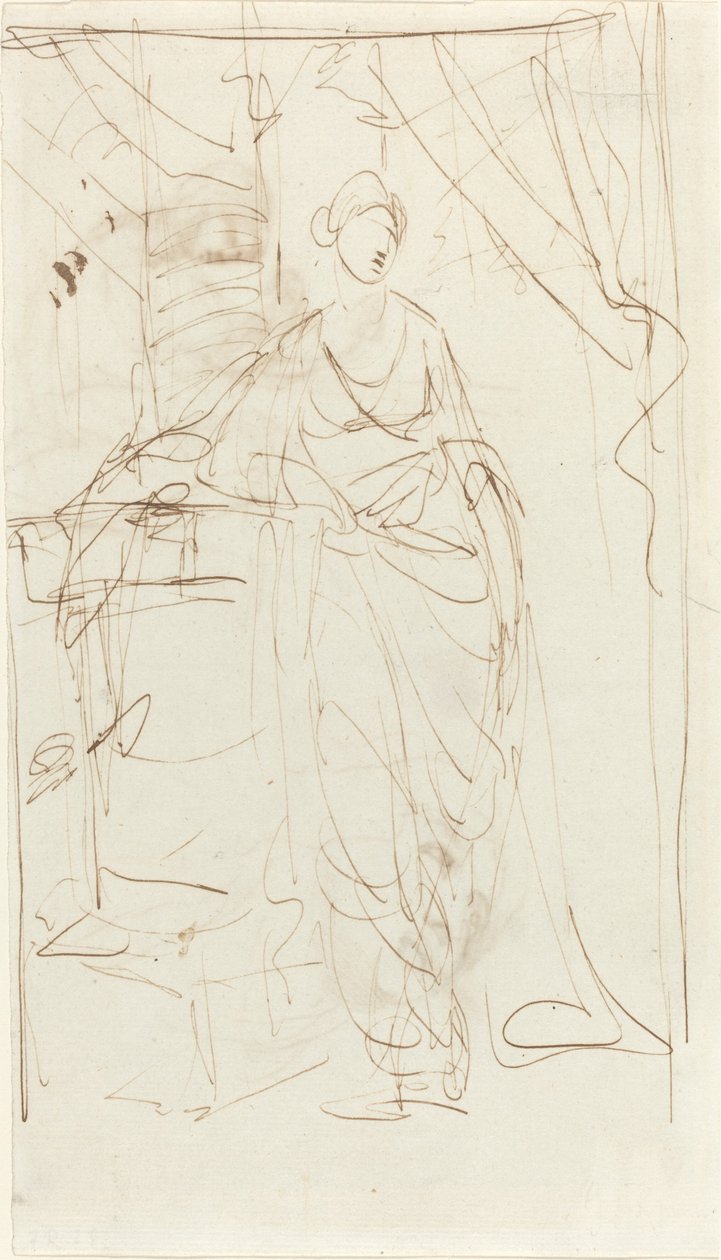 Una signora elegante in abito classico da George Romney