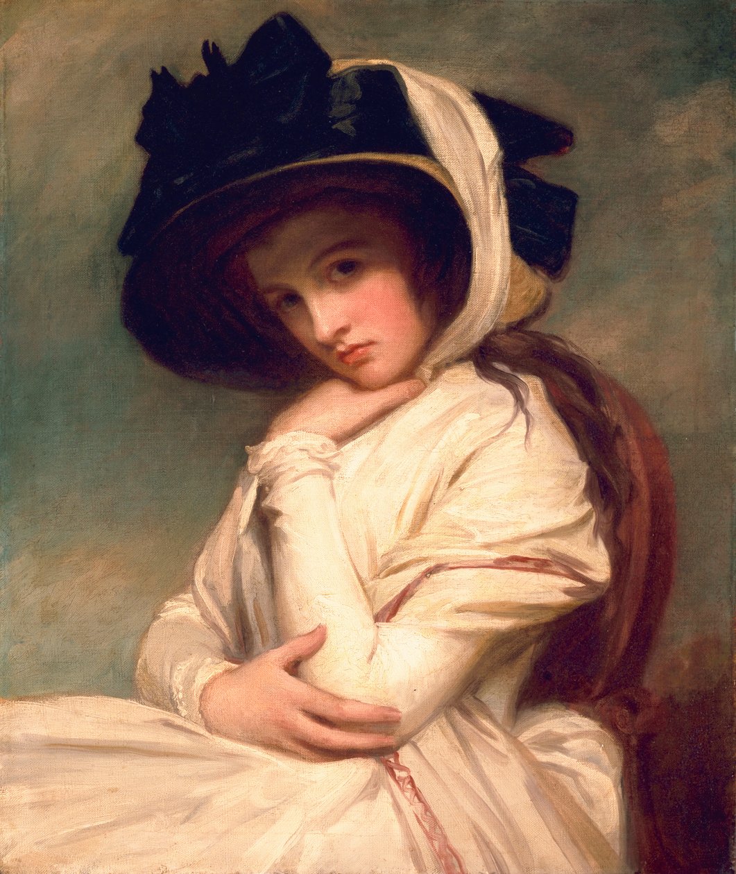 Emma Hart, poi Lady Hamilton, con un cappello di paglia, c.1782-94 da George Romney
