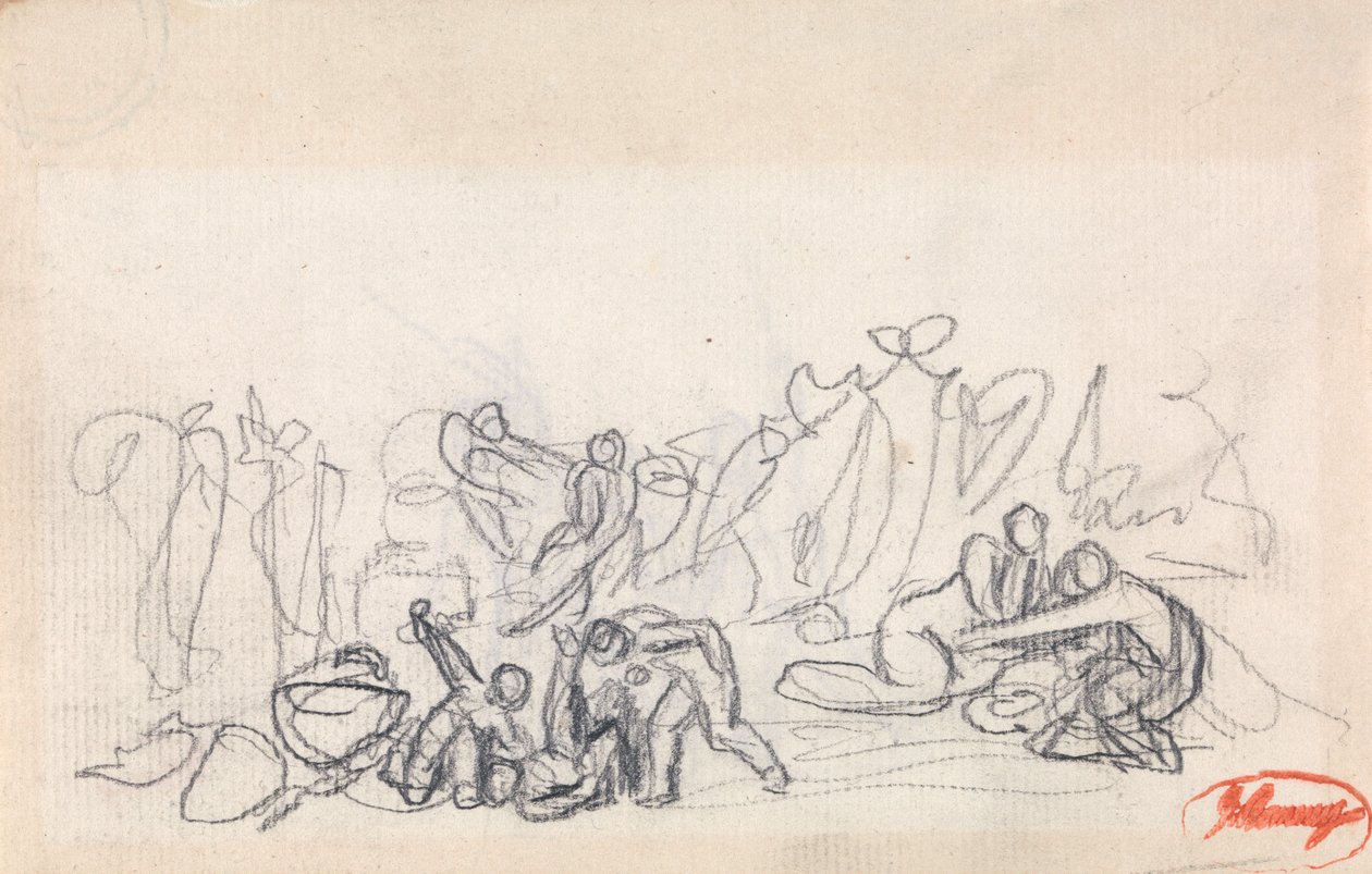 Gruppo di figure, probabilmente donne e bambini che giocano da George Romney