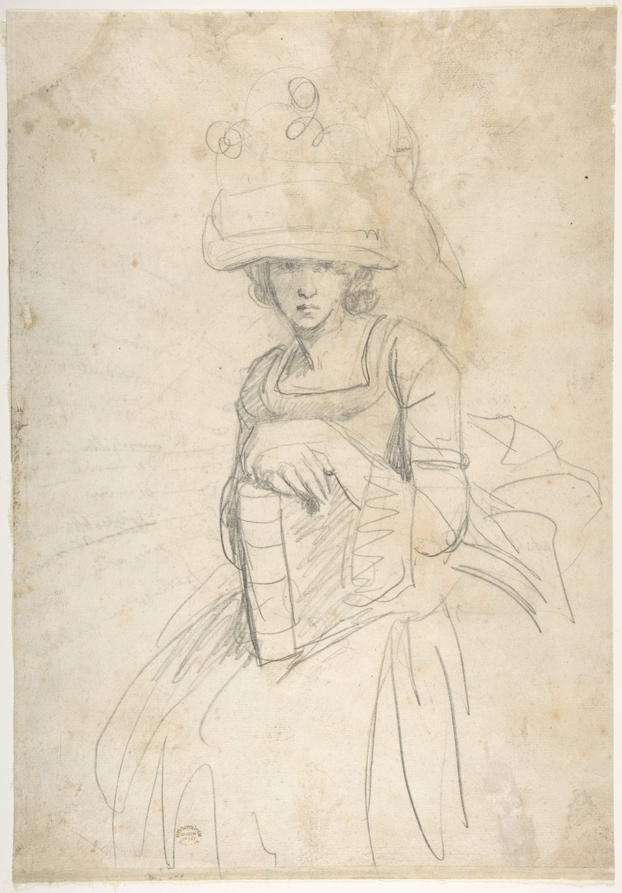 Dama con un libro (recto); Schema per la disposizione dei colori su una tavolozza (verso) da George Romney