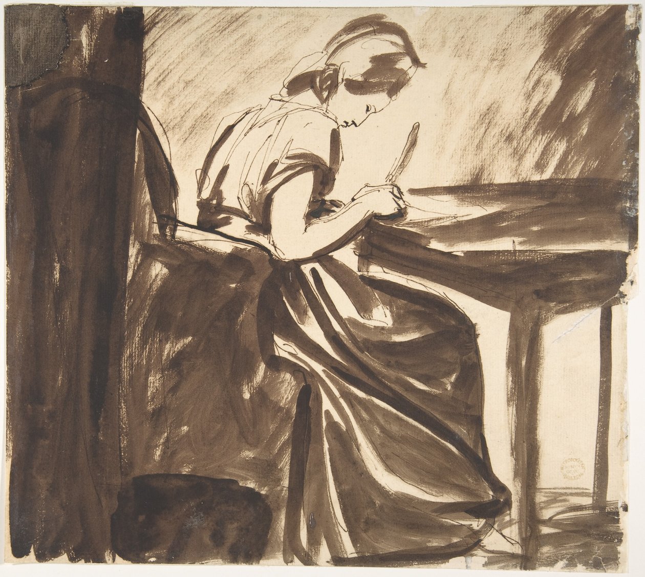Dama seduta a un tavolo (recto); Figure danzanti (verso) da George Romney