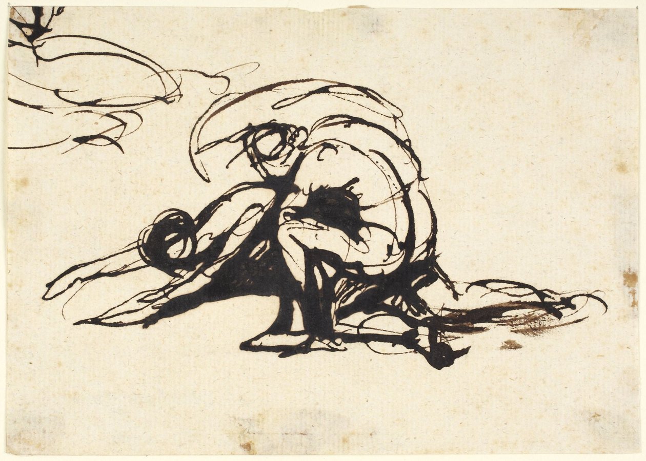Figura nuda chinata su una figura a terra da George Romney