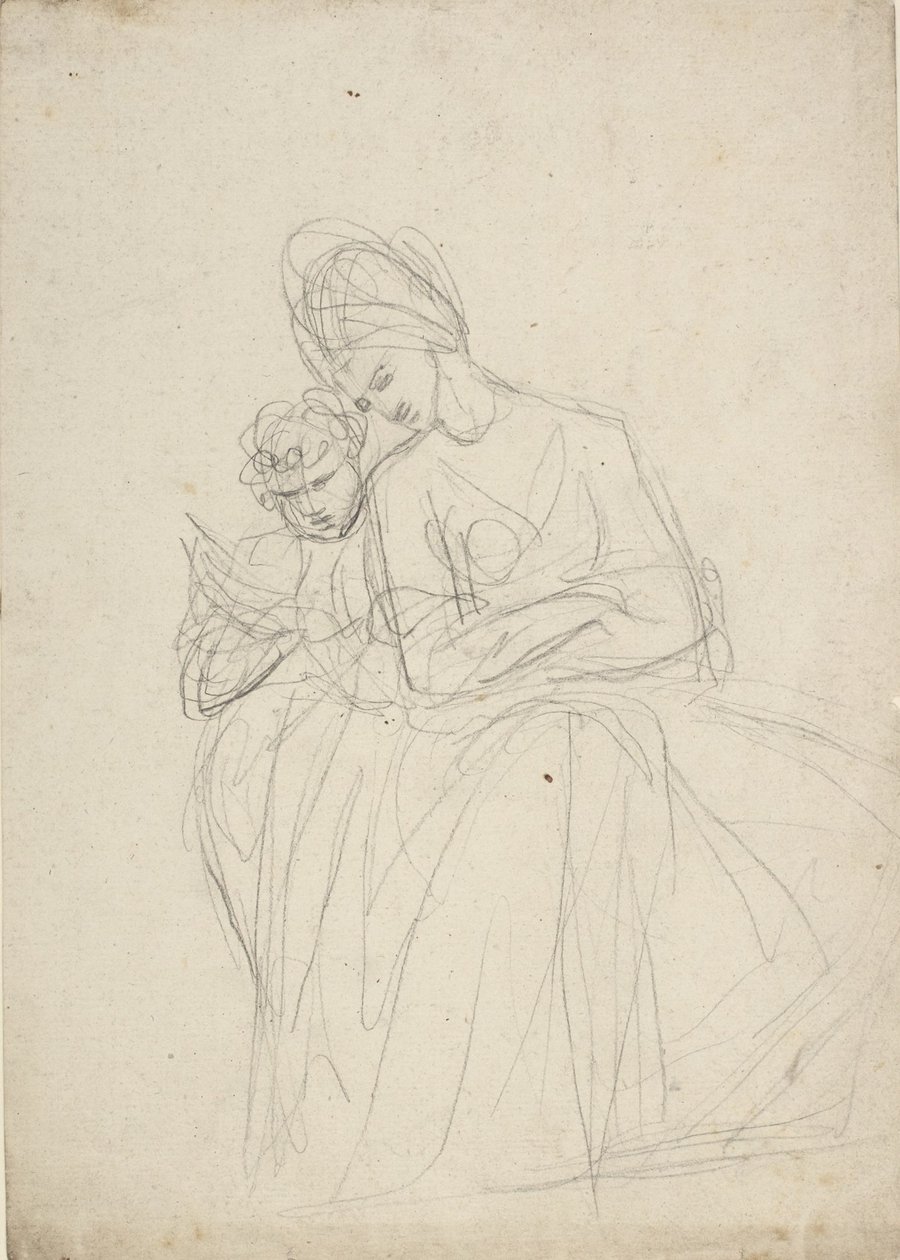 Studio di ritratto di una donna seduta con un bambino da George Romney