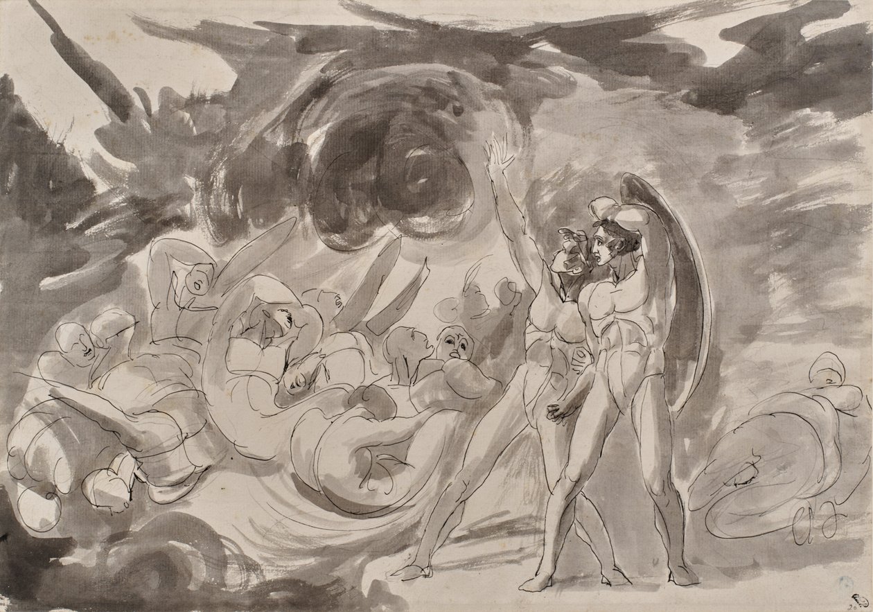 Satana osserva gli angeli caduti da George Romney