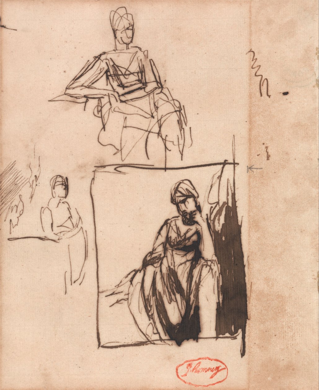 Donna seduta: Tre pose da George Romney