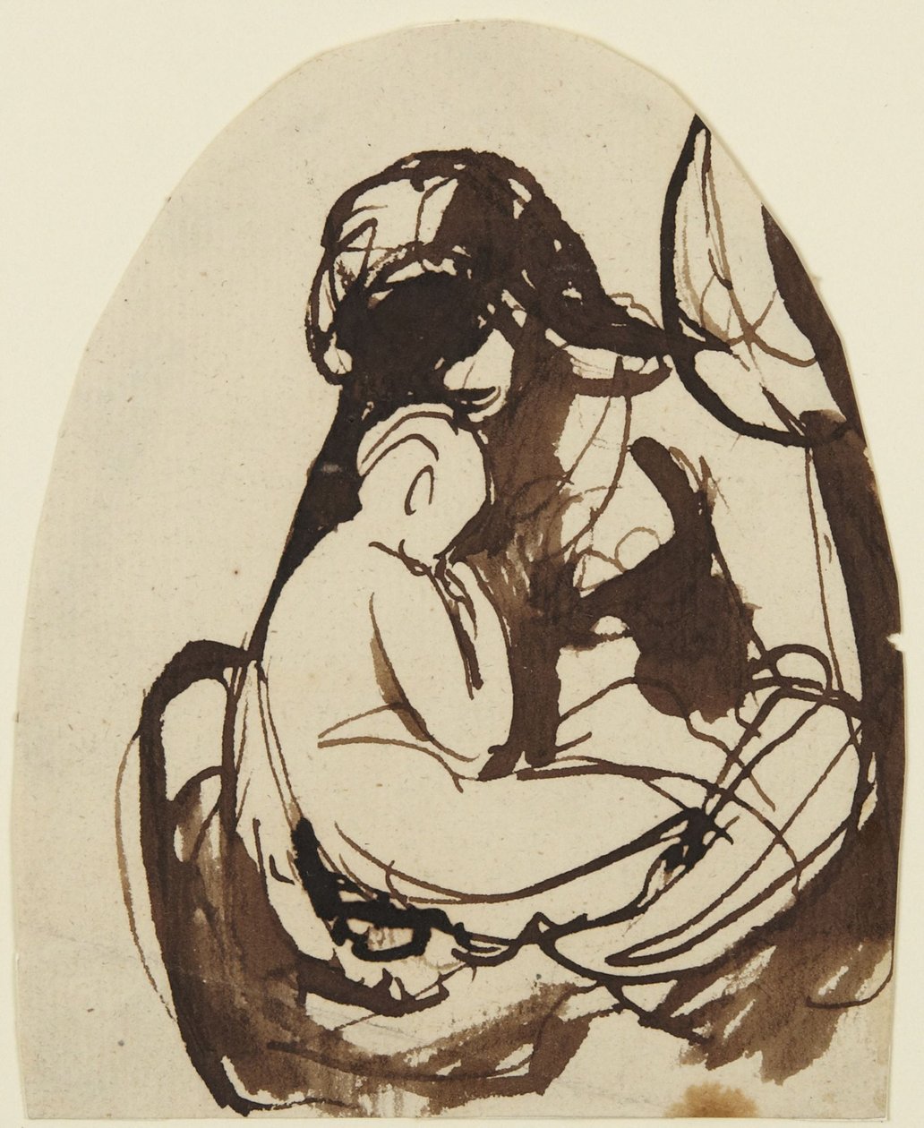 Donna seduta con un bambino in braccio da George Romney