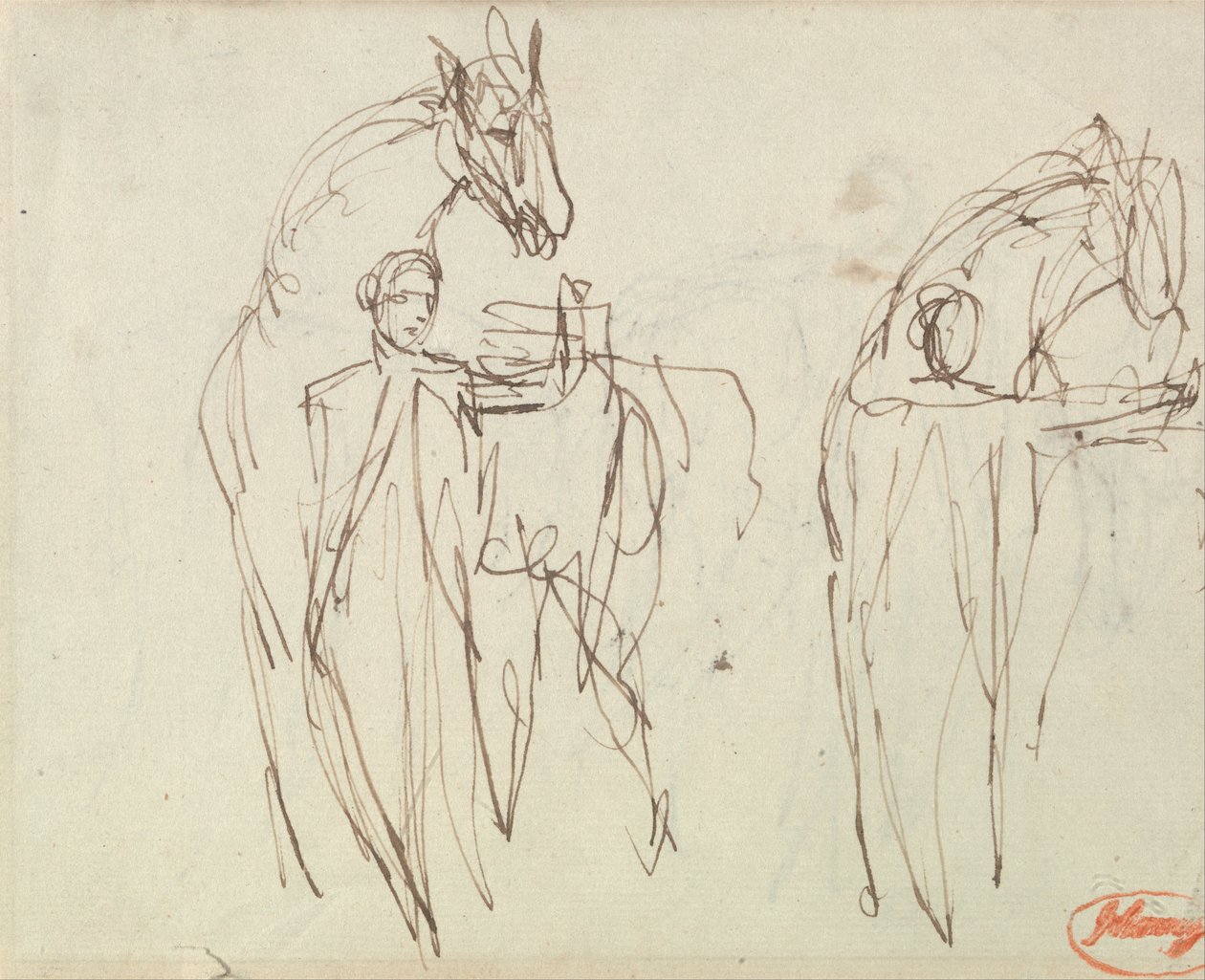 Schizzi per un uomo con un cavallo da George Romney