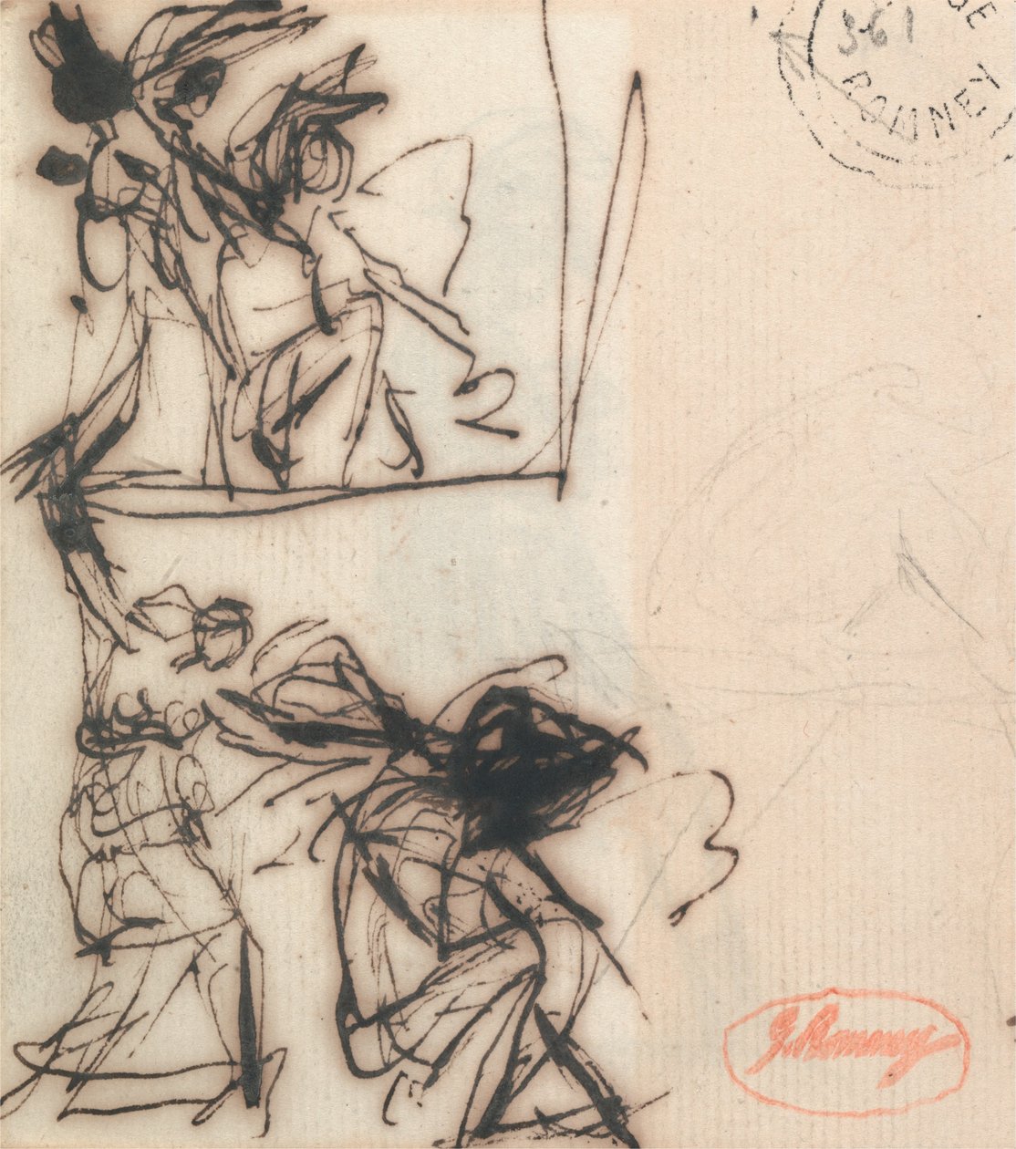 Figura in piedi con braccio alzato e figura seduta da George Romney