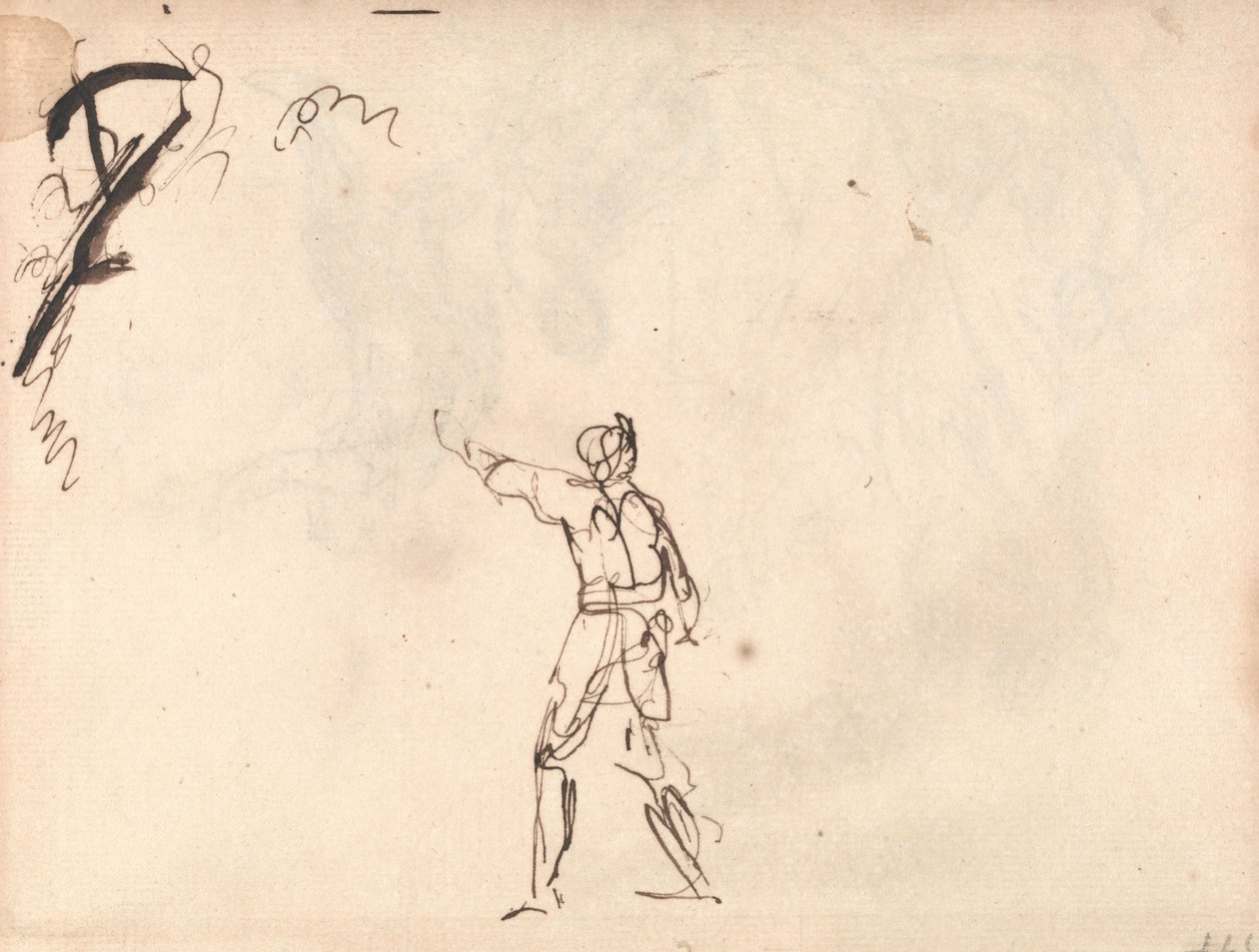 Figura in piedi con un braccio alzato, forse Macbeth da George Romney