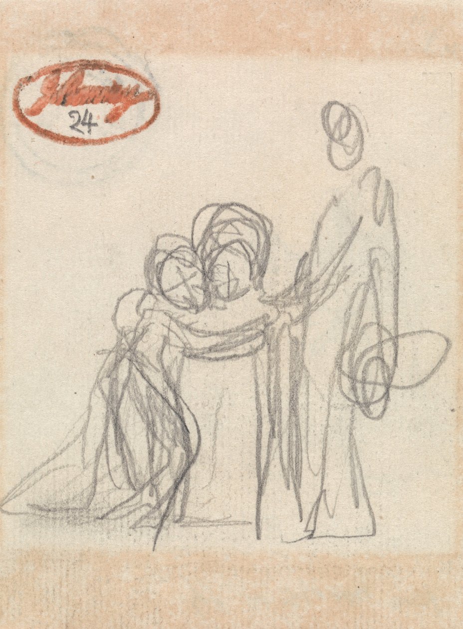 Figura in piedi con due bambini da George Romney