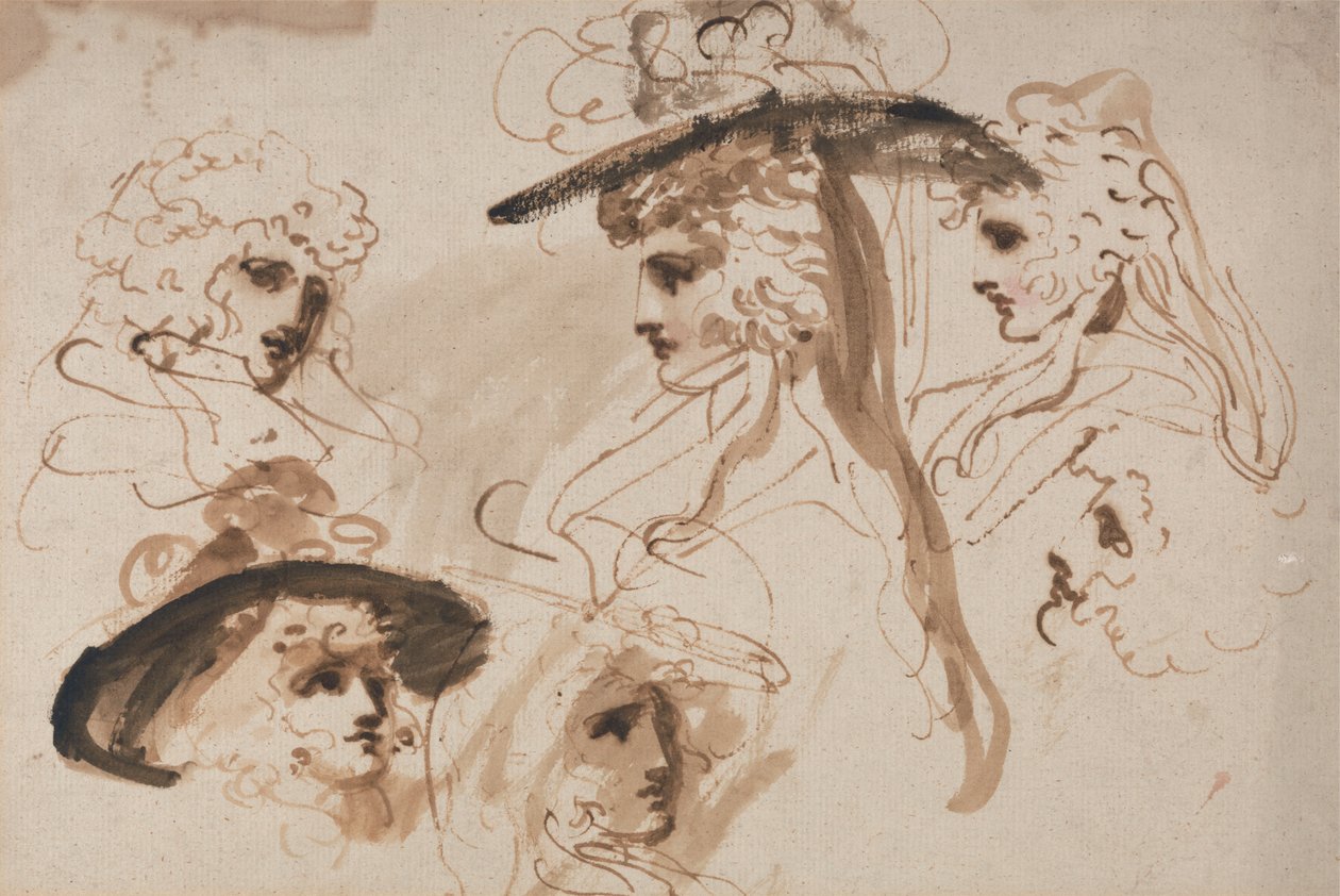 Studi per la Testa di una Signora (Studi della Testa di una Donna) da George Romney