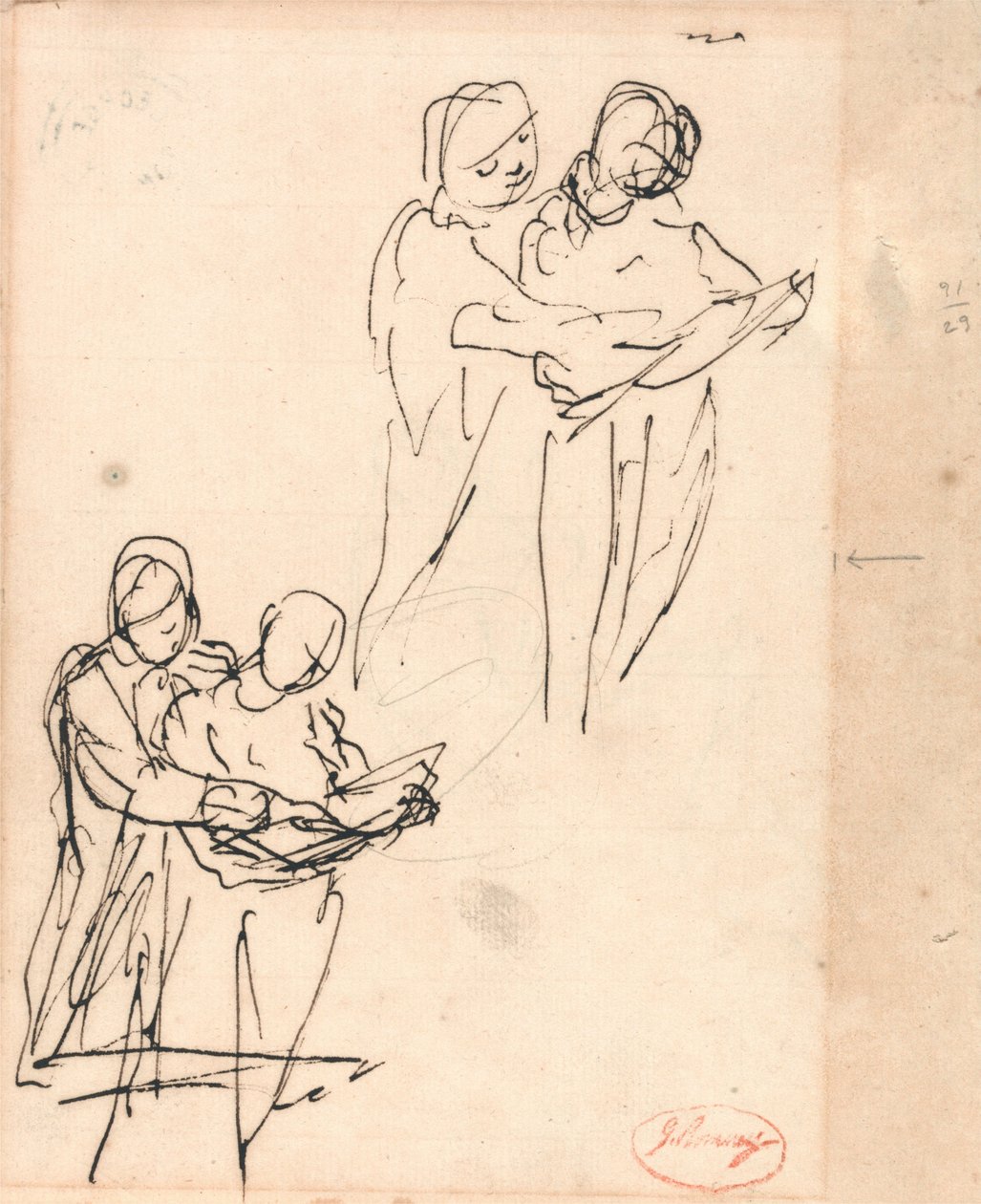 Studi su bambini intenti a sfogliare un libro da George Romney
