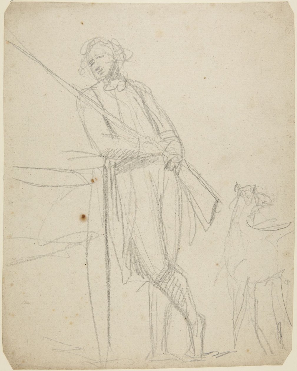 Studio per un ritratto a figura intera di un uomo con una pistola in mano da George Romney