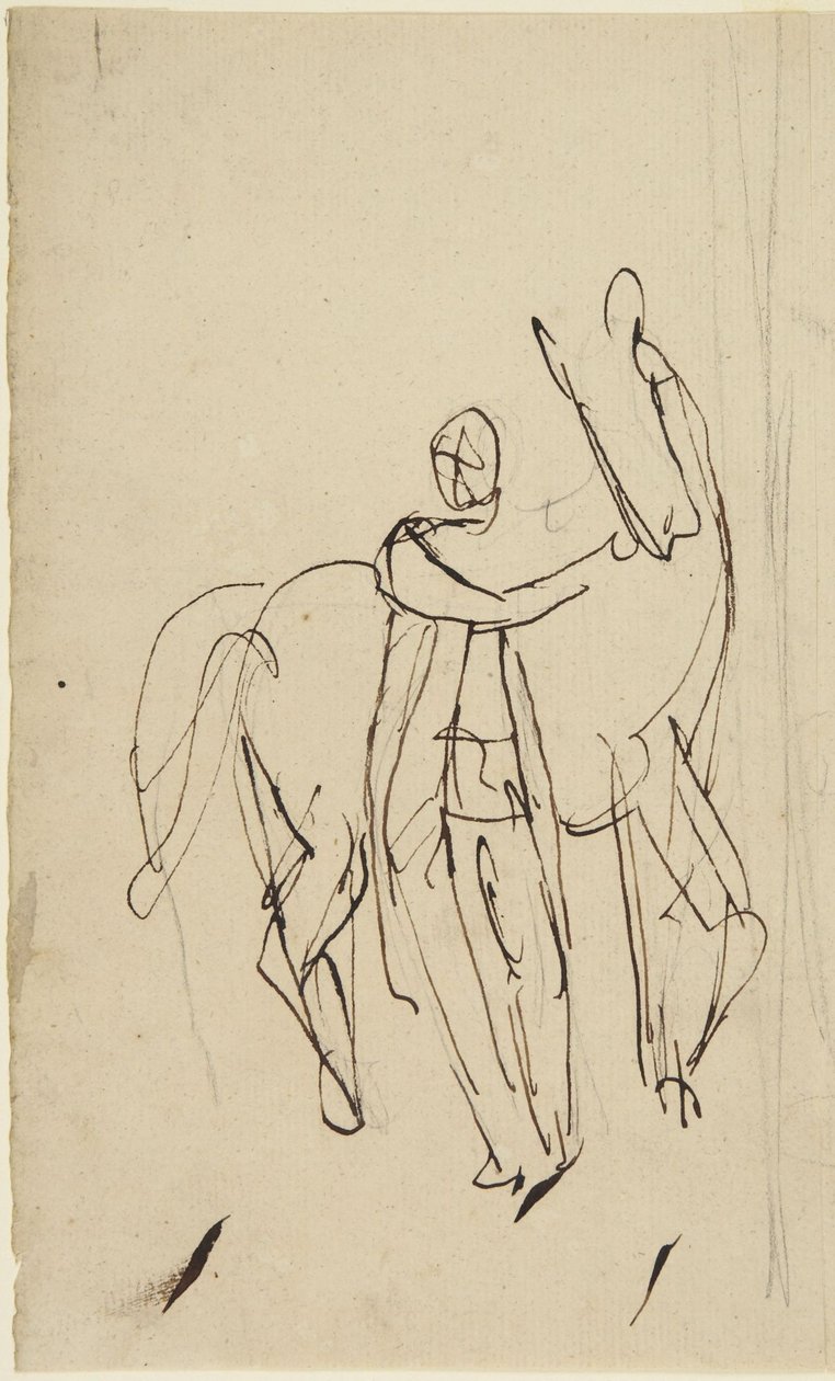 Studio per un ritratto di un uomo in piedi con un cavallo da George Romney