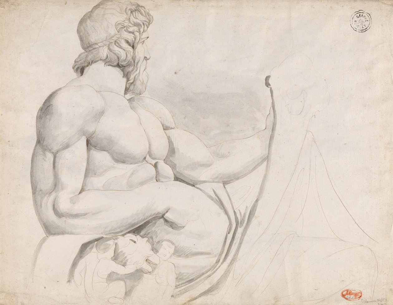 Studio sulla scultura della divinità del fiume Tevere da George Romney