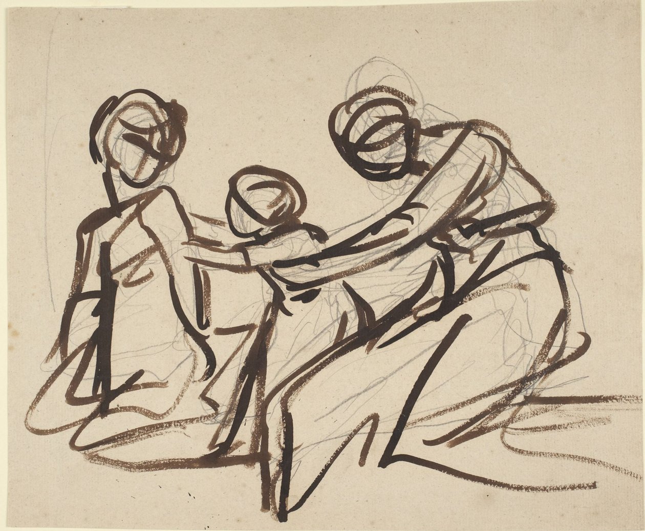 Studio di due donne sedute con un bambino da George Romney