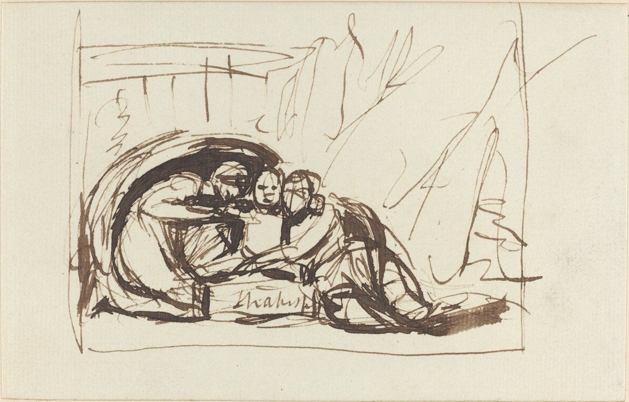 Il giovane Shakespeare allattato dalla Commedia e dalla Tragedia da George Romney