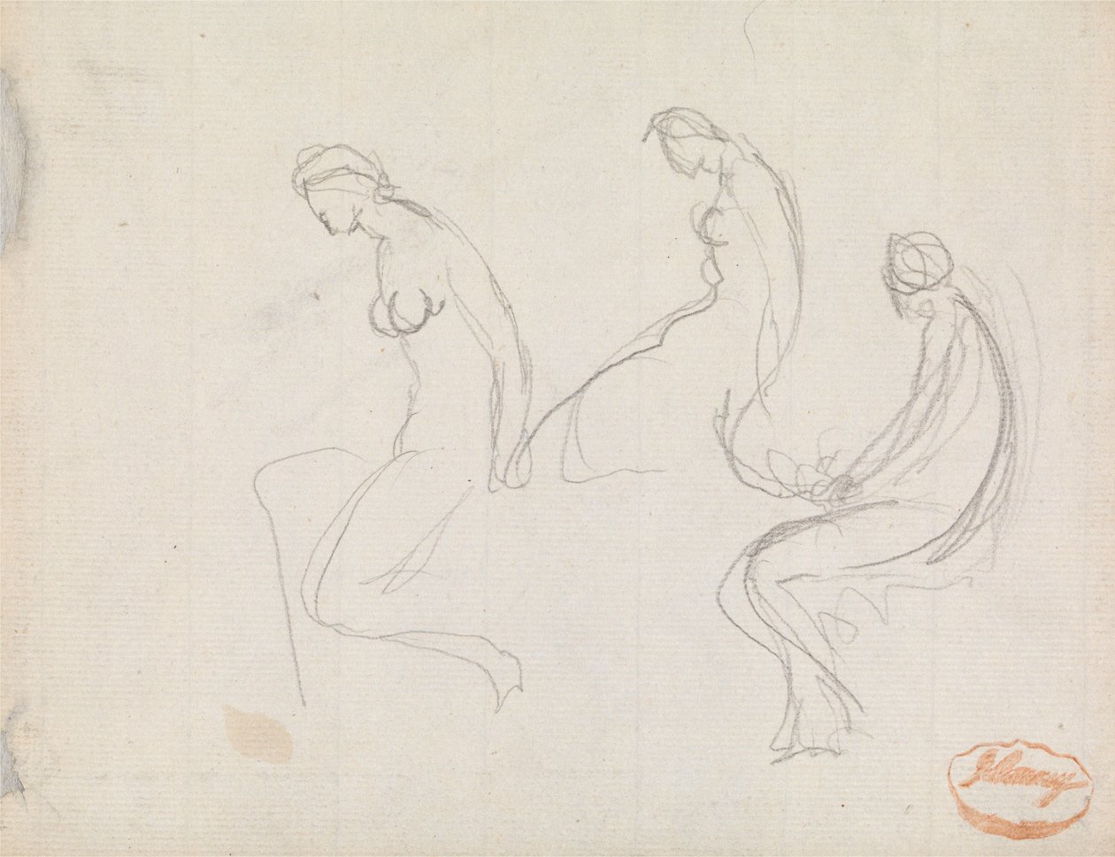 Tre studi di una donna seduta da George Romney