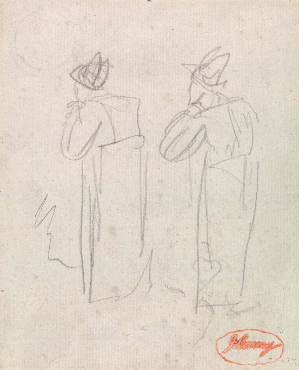 Due figure in piedi con cappelli alti da George Romney