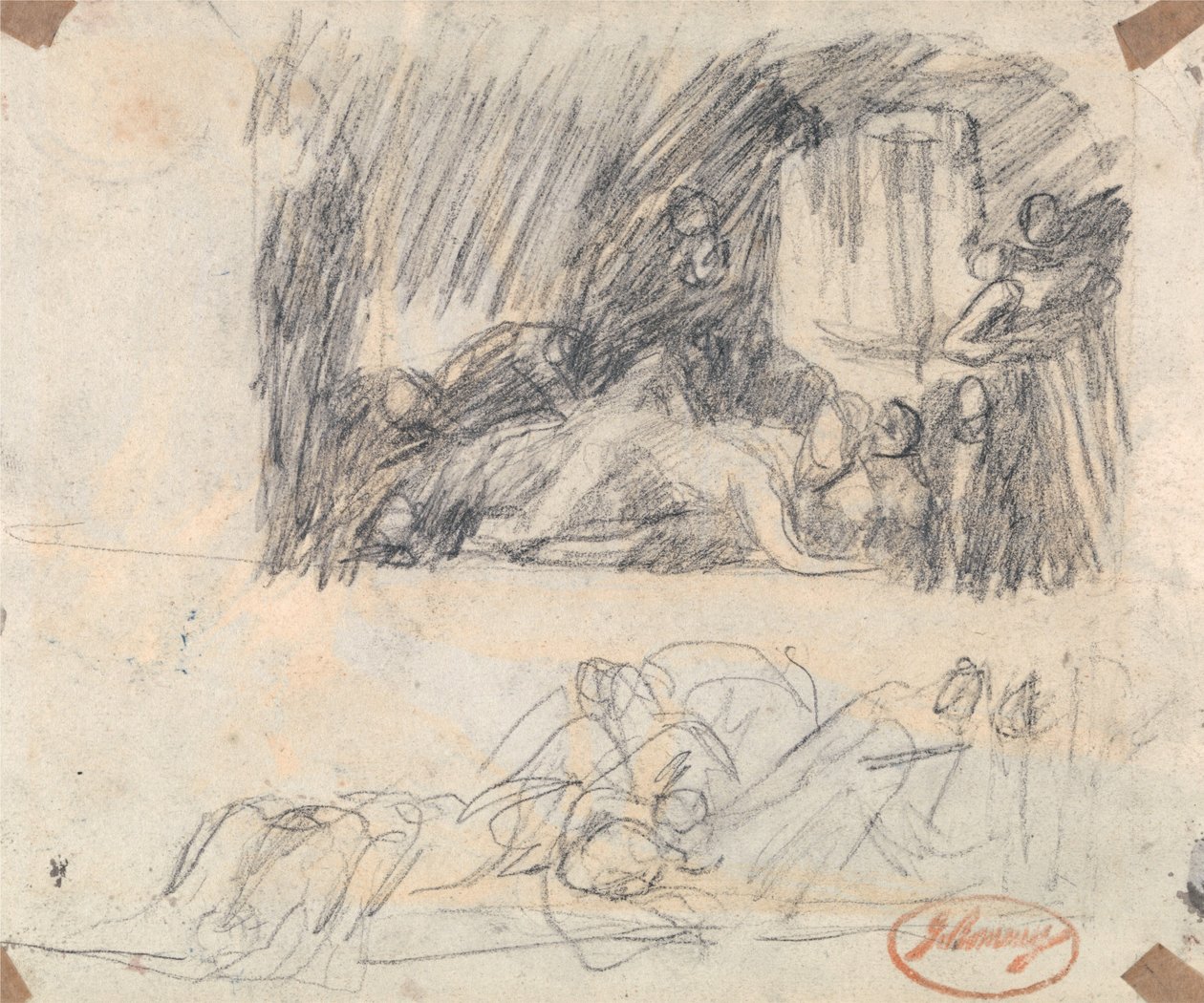Due studi raffiguranti John Howard in visita a un lazzaretto da George Romney